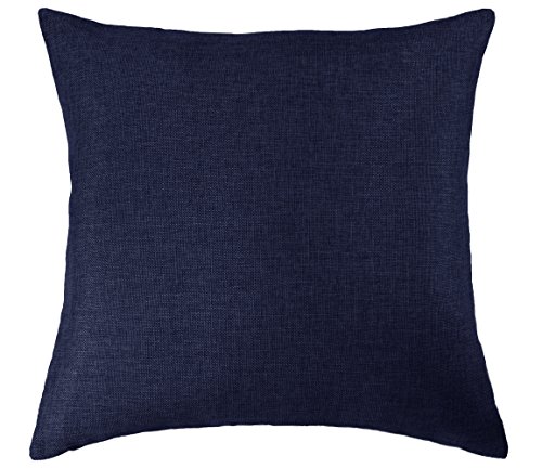 Aiking Home Imitation Burlap Throw Pillow Cover 18x18 Inch Vintage Faux Linen Rustic Natural Look, 1 Piece Elegance Farmhouse Style Accents Pillow Case for Indoor Use, Navy