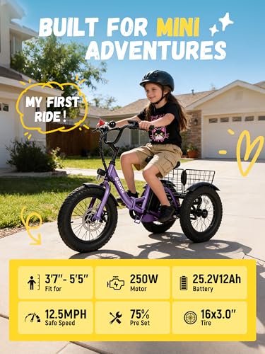 ESKUTE Mini E-Trike Electric Bike, 16X3.0 Fat Tire Folding