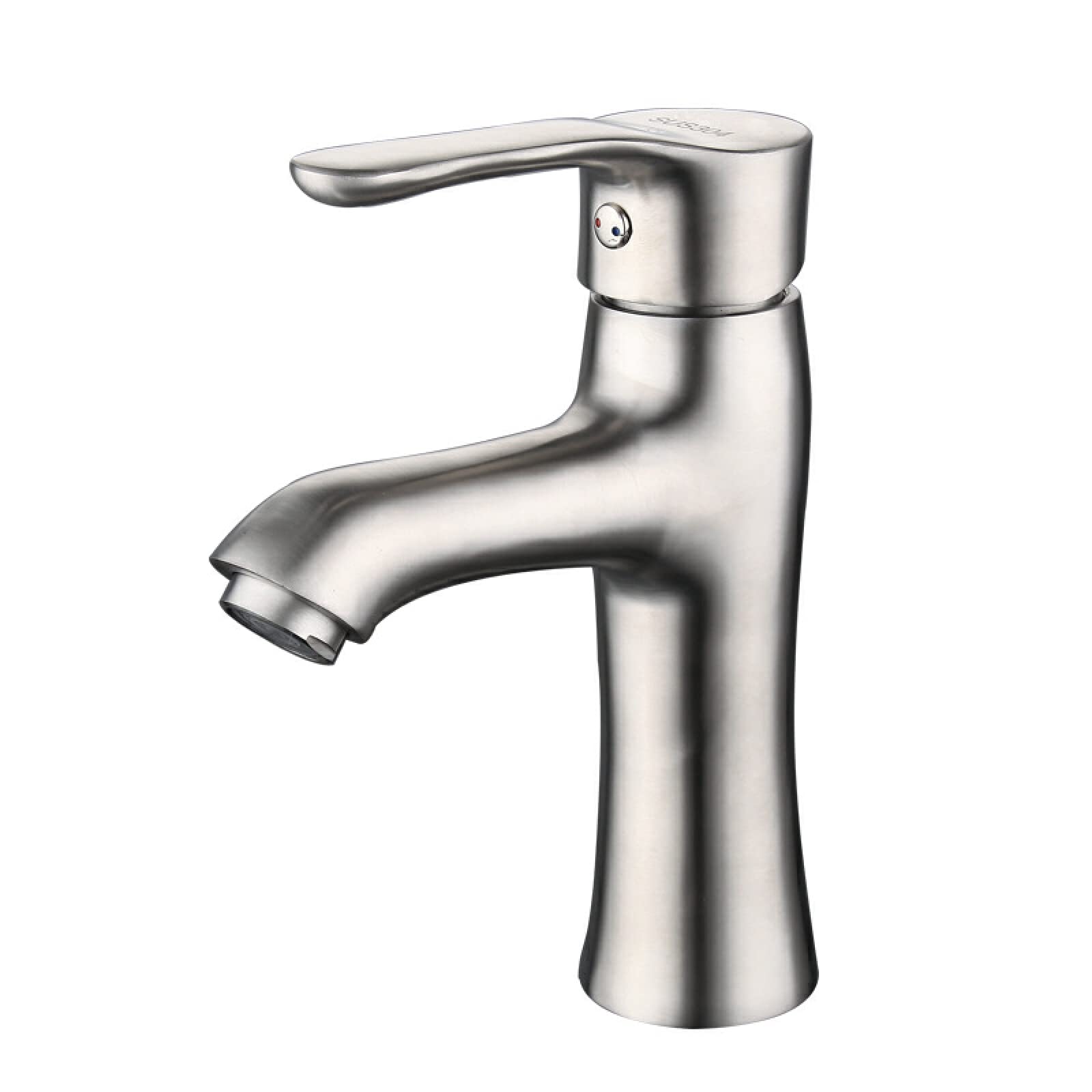 Robinet de salle de bain en acier inoxydable au design moderne et finition nickel brossé