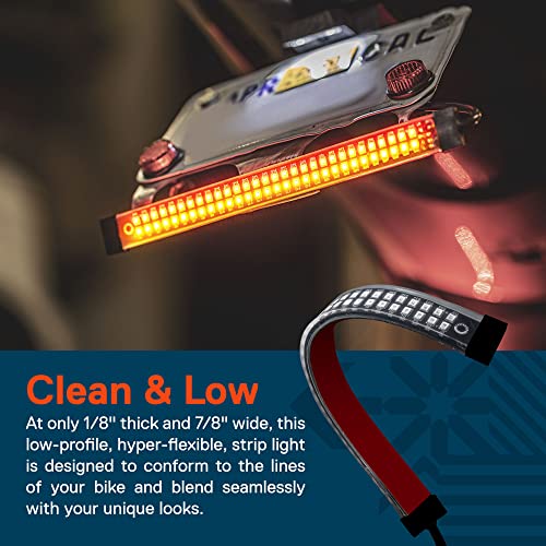 Image of TRUE MODS 1pc 8 inch LED Motorcycle Turn Signal & Brake Taillight Strip [Waterproof] [Dual Row] [RED Tail & Brake] [AMBER Sequential Blinker] Self Adhesive Surface Mount Flexible Lamp for ATV Dirt Bike