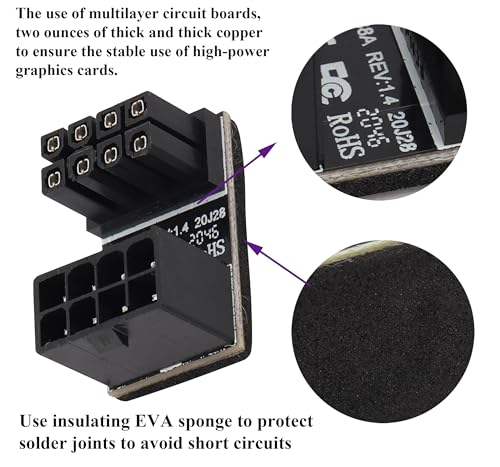 Adaptador de conector PCIe 8 Pin hembra a macho 2 unidades miniatura 4
