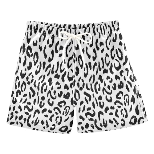 Swim Shorts for Boys, Swim Trunks for Toddler Boys 2t, Black White Leopard Print