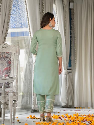 Image of Varanga Women Magenta & White Embellished Straight Kurta - Elegant Ethnic Wear for Women, Perfect for Casual & Festive Occasions
