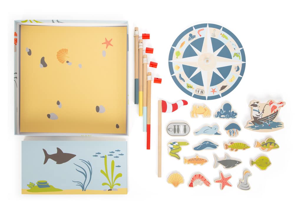 small foot Juego de Pesca 4 Friends, de Madera, diseño Colorido, Incl., Accesorios versátiles, 12285