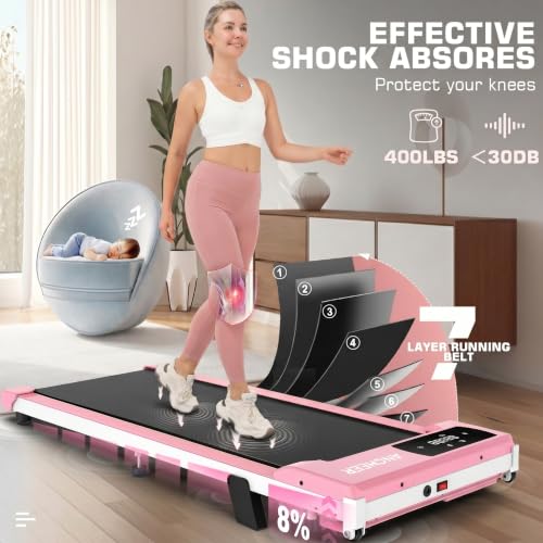 Image of ANCHEER Walking Pads, 2 in 1 Under Desk Treadmill 2.5HP Compact Running Machine with Remote Control, 300lbs Weight Capacity for Home /Gym /Office,Ultra-Quiet, Installation-Free