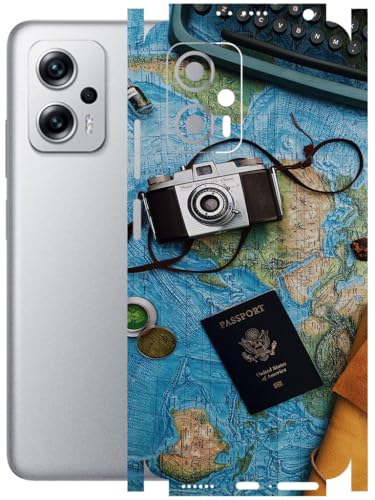Image of AtOdds - Full Body Back Screen Guard Protector Film - Lamination Wrap Skin Sticker Compatible with REDMI K50i (5G) | Scratchproof Matte Finish (Travel Map)