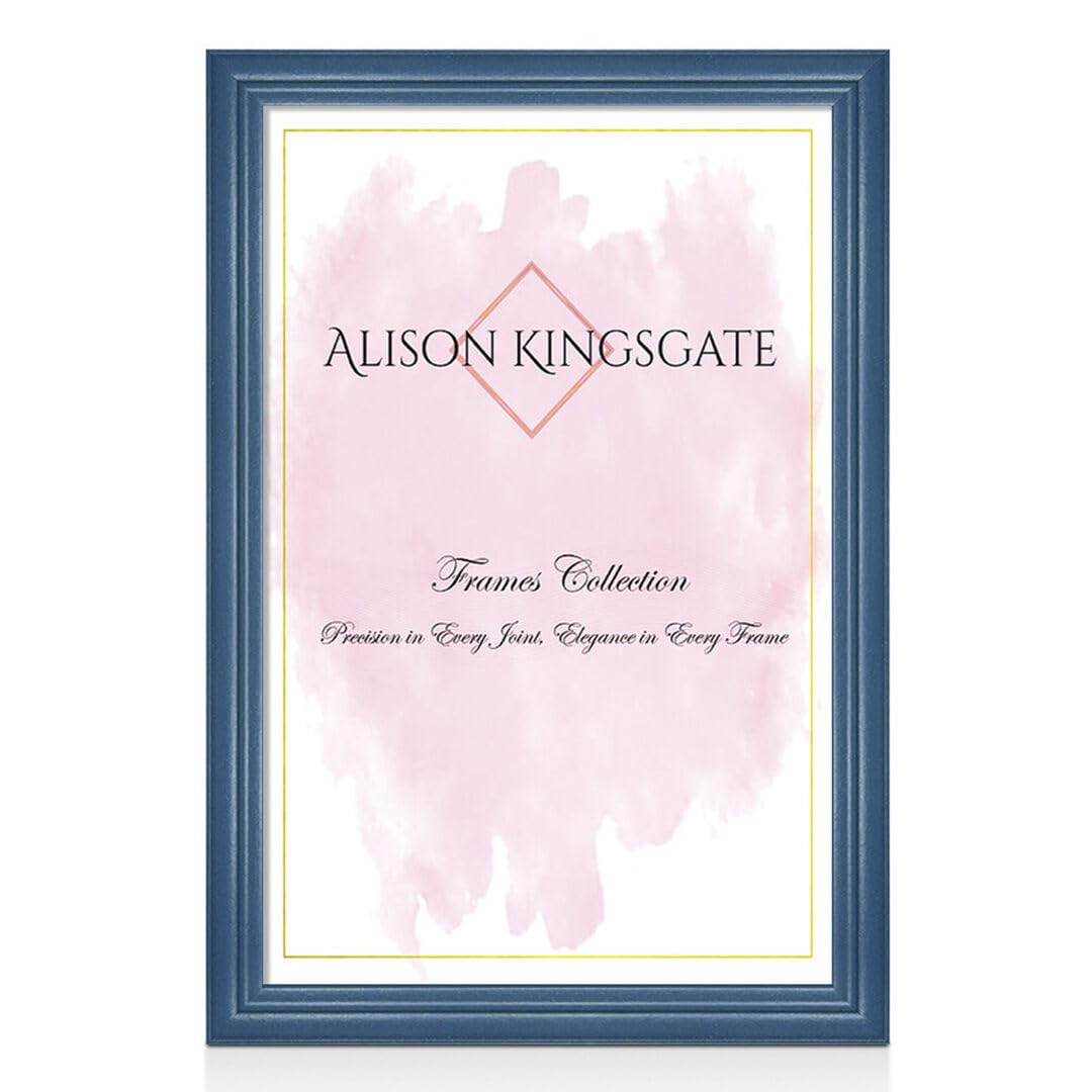 Alison Kingsgate Blue Classic 15X10 Photo Frame-Engineered Wood Picture Frames With Shatterproof Perspex - Ideal For Certificates & Artwork-Wall Mount Or Tabletop - Multiple Sizes & Colours Available