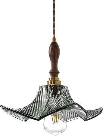 Modern Pendant Light Hand Blown 11.81 inch Large Glass Pendant Light Brass Pendant Light Farmhouse Vintage Hanging Lighting with Dark Green Glass Shade for Kitchen Island Dining Room Bedroom
