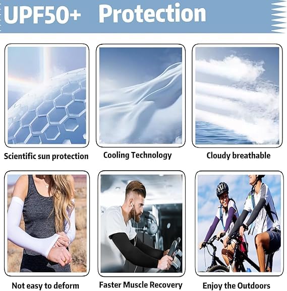 Image of Luminex Commerce Cooling Arm Sleeves for Men & Women, UV Sun Protection Hand Sleeves, Cricket, Motorcycle, Golf