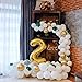 Balloon Garland Arch Kit 16 Ft Long - 168 Pieces White, Gold and Confetti - Tropical Palm Leaves Greenery for Baby Shower Decorations, Wedding, Bachelorette, Engagement, Birthday Party, Anniversary