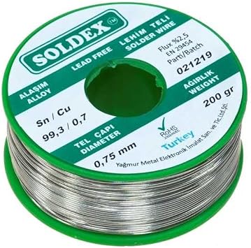 Soldex 0.75 mm 200 g Kurşunsuz Lehim Teli (%99,3 Sn /%0,7 Cu)