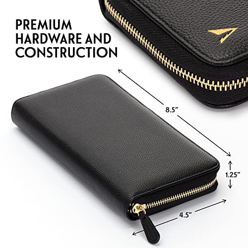 Slim Travel Jewelry Organizer Case Small - Jewelry Travel Organizer Foldable Roll Bag Zipper Pouch For Tangle Free Necklace, Earrings, Rings, Bracelets, Black Minimalist Portable Jewelry Travel Case #TOP2