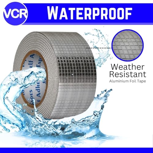 Image of VCR Butyl Tape - 5 Meters in Length 216mm / 09 inch Width - 2 Rolls Per Pack - Butyl Tape for Pipe and Water Leakage, Aluminium Rubberised Tape, Waterproof and Weatherproof Tape