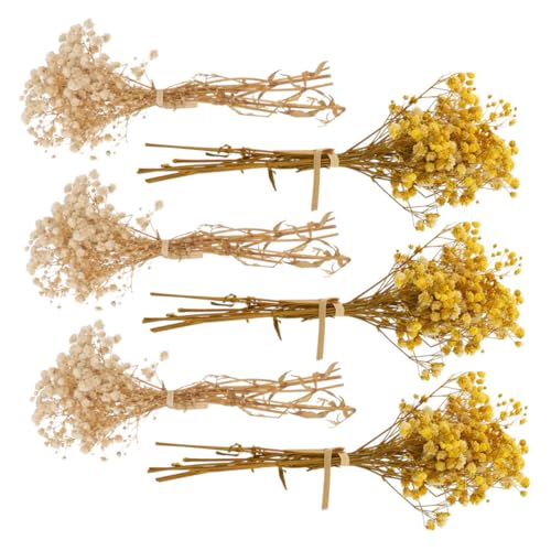 6pcs Ramo de Flores Secas Artificiales Pequeñas Amarillas miniatura 1