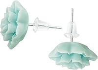 Vista 17 de Handmade Succulent Earrings 13mm Hypoallergenic 925 Sterling Silver Post Soft Ceramic Resin Stud Earrings for Women Sensitive Ears Navy Blue