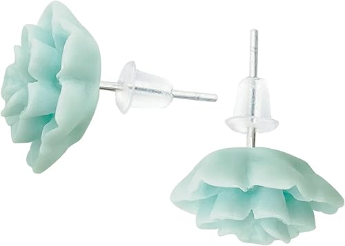 Miniatura 4 de Aretes hechos a mano para suculentas, de 0.512 in, hipoalergénicos, de plata de ley 925, aretes de tuerca de resina de cerámica suave para mujeres