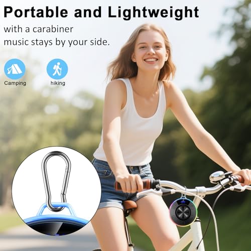 Image of Bluetooth Speaker, Shower Speaker Portable with Hook, IPX7 Waterproof Bluetooth Speakers with Suction Cup, Digital /Time Display, Crystal Sound, Small Wireless Speakers for Outdoor Bathroom Gifts,Black