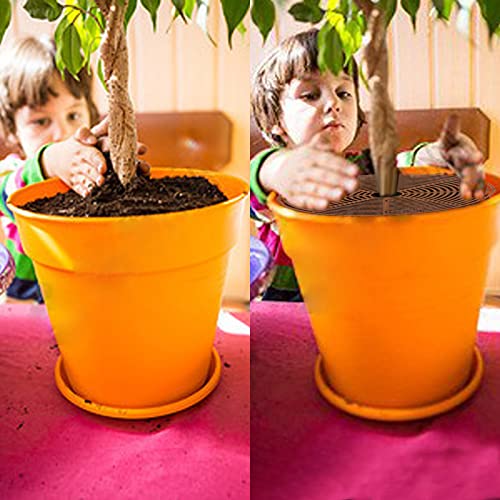 Ecmln 4 Pcs Plant Pot Grid With Center Cutout,11.8 Cuttable Grid Flower Pot Cover With 32 Stakes,Plastic Grid Plant Pot Cover Plant Flower Protector #TOP5