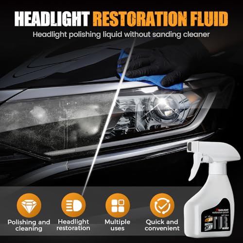Seivble Upgrade Automotive Headlamp Restoration Fluid Kit, Car Headlight Cleaner and Restorer Coating Spray Kit, Headlight Restoration Kit for Foggy Yellowing Oxidation (1 Set)
