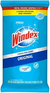 Windex Glass and Surface Pre-Moistened Wipes, Original, 38 Count