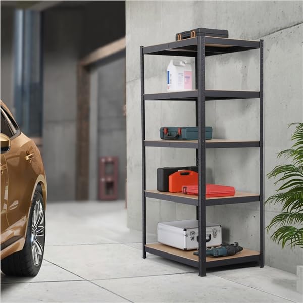 Yaheetech 180 x 90 x 60 cm Étagères Charge Lourde Clipsable Résistant Capacité 875 kg Meuble de Rangement Garage Cuisine Chambre Noir 180 x 90 x 60 cm