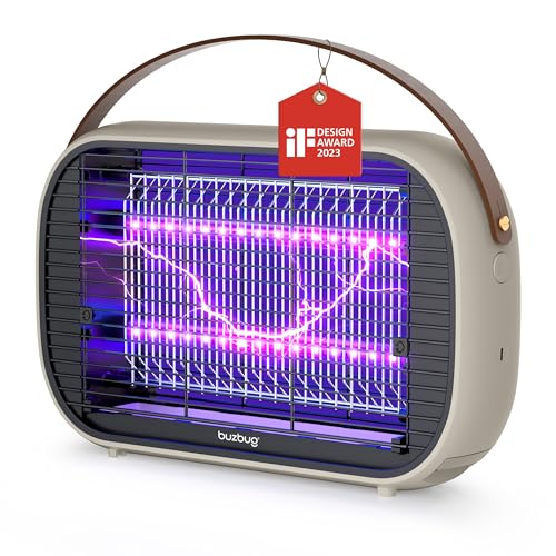 Buzbug LED Bug Zapper Outdoor Indoor, LED Bulbs Up to 50,000 Hours, Rechargeable 5200mAh Battery, Portable Camping Fruit Fly Mosquito Moth Gnat Wasp Trap, Killer, Zapper -MA015C (Off-White)