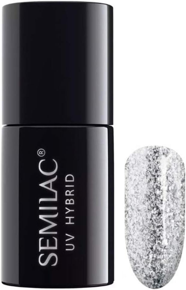 SEMILAC Gel Nail Polish292 Silver Shimmer, Full Coverage Gel Polish, Soak Off Easy To Use LED/UV Nail Lamp