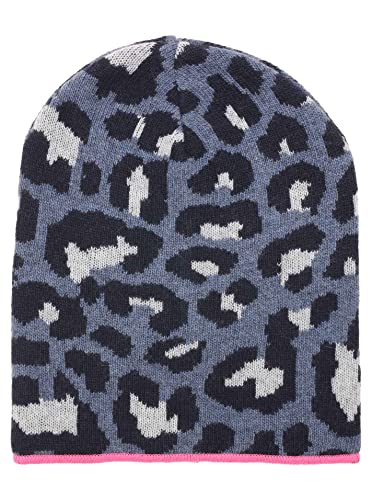 Zwillingsherz Slouch-Beanie-Mütze im Leo Design mit Kaschmir - Hochwertige Strickmütze für Damen Mädchen - Hat - Pailletten Stern - One Size - Sommer Herbst und Winter - JNS p