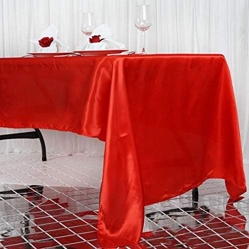 Miniatura 1 de BalsaCircle Mantel rectangular de satén rojo de 60 x 126 pulgadas, para bodas, fiestas, recepciones, eventos, cocina, comedor