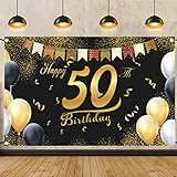 【Favor de fiesta imprescindible Las elegantes pancartas de 50 cumpleaños con diseño negro y dorado son perfectas para hombres y mujeres. Agregue atmósfera para la fiesta temática del 50 cumpleaños, los aspectos más destacados deben impresionar a sus invitados.