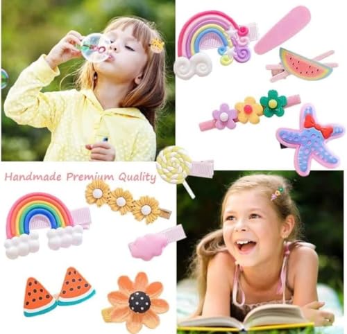 Image of Wazdorf 14 Pieces Girls Hair Pins with Clear Bag, Baby Clips Cute Cute Fruit Cartoon Animal Pin for Kids, Women, Girls Hair Accessories (pink)