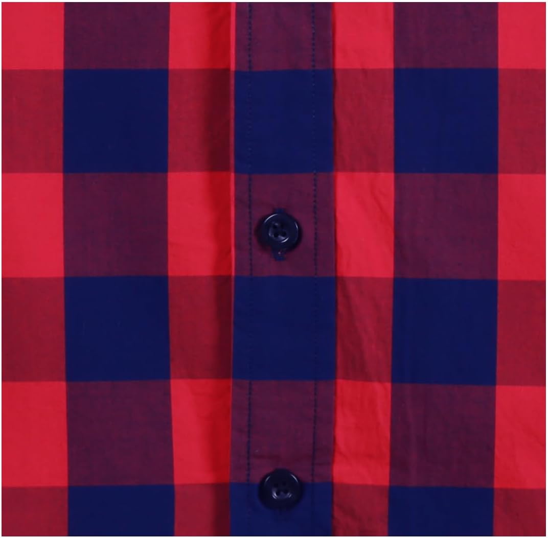 Mens Short Sleeve Casual Plaid Button Down Shirts Work Slim Fit Western Dress Shirt for Men - Image 6