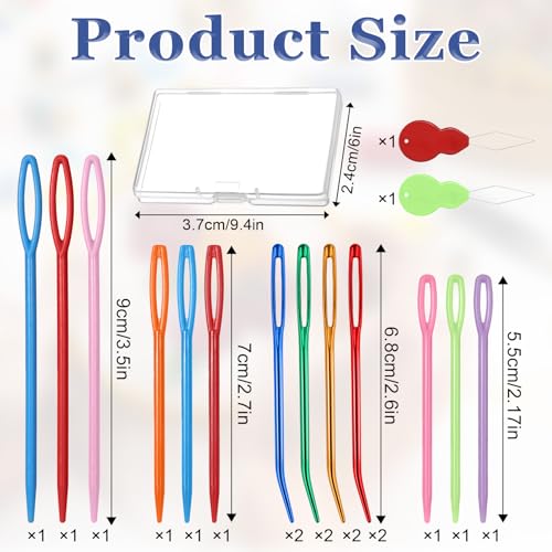 Image of BOHUIZ 19 Pcs Yarn Needles Set, Assorted Yarn Needles Bent Tapestry Needle Weaving Needle Darning Needles Plastic Needles Large Eye Blunt Knitting Needles for Sewing Crochet with Needle Threader