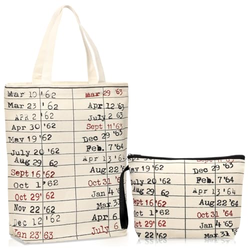 Sieral 2 Pcs Animal Lover Bag Gift for Women Travel Canvas Tote Portable Zipper Pouch Canvas Reusable Grocery Tote(Librarian)