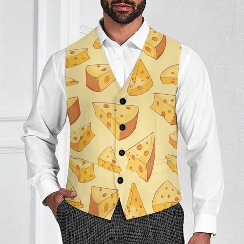 Cheese Slices Novelty Men's Suit Vest Casual Formal Dress Vests Business Waistcoat2