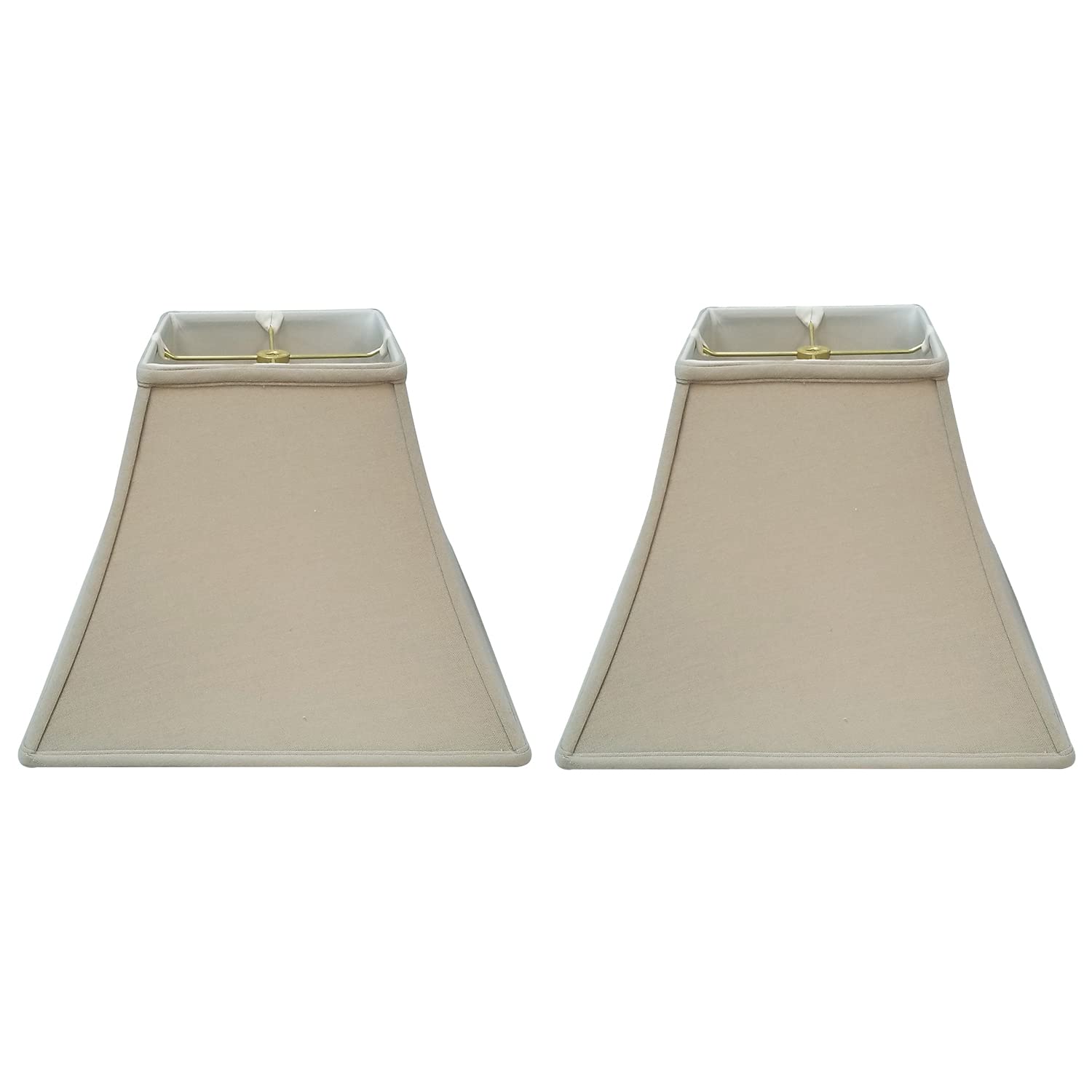 Royal Designs, Inc. Regal Series Square Bell Lamp Shade, 6 x 12 x 10.5, Linen Beige, Set of 2