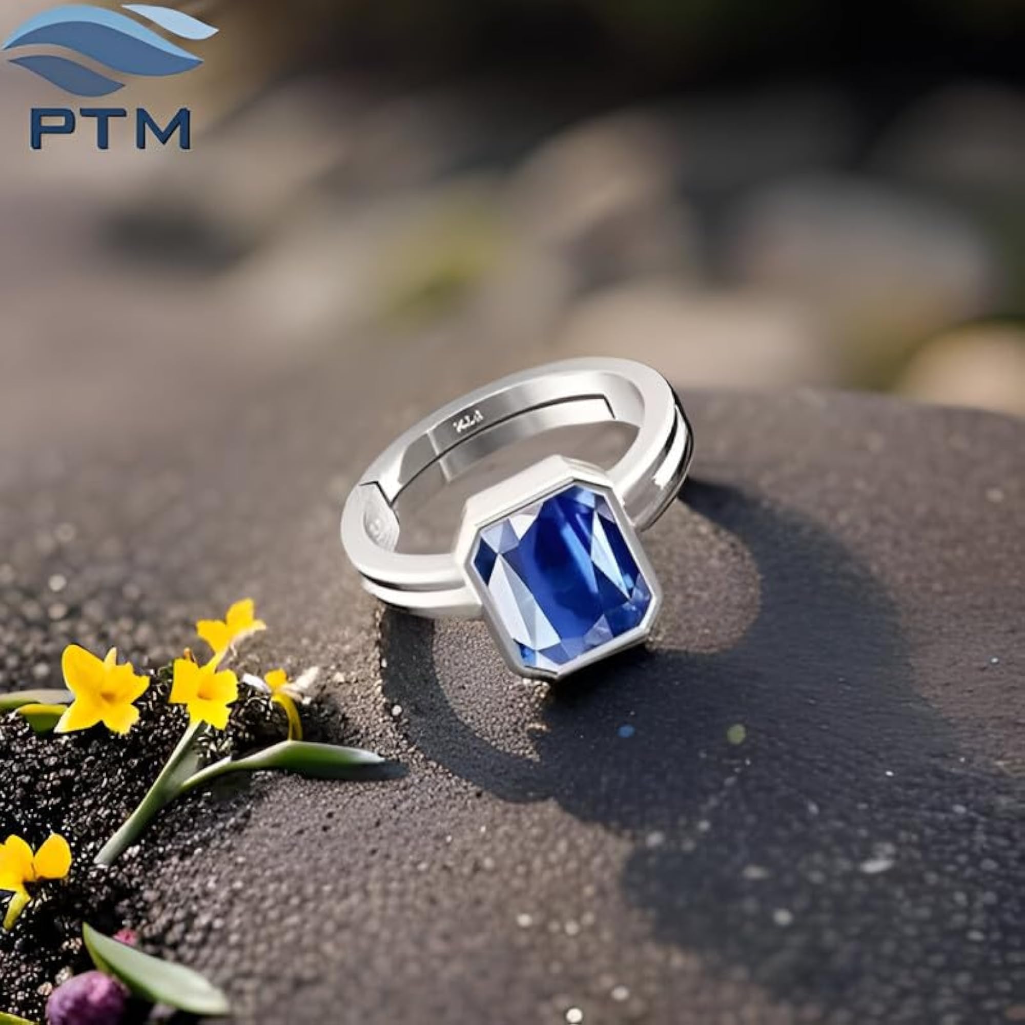 Natural Blue Sapphire Sterling Silver Adjustable Ring, 4 Carat