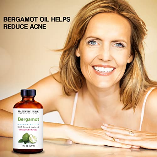 Majestic Pure Bergamot Essential Oil, Therapeutic Grade, Pure And Natural, For Aromatherapy, Massage, Topical & Household Uses, 1 Fl Oz #TOP6