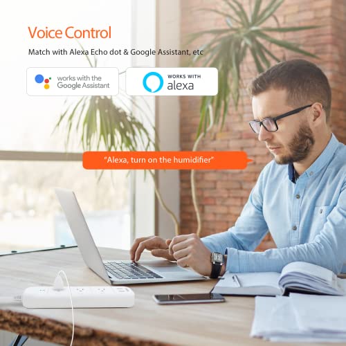 Tenda Sp15 Smart Wi-Fi Plug Smart Power Strip, Surge Protector With 3 Individually Controlled Smart Outlets And 2 Usb Ports, Surge Protection, Alexa Voice Control And Google Home, 1875W|15A|White #TOP3