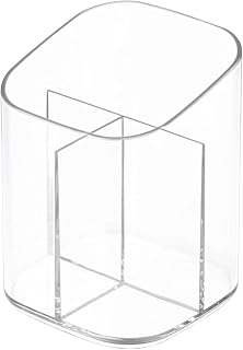 Acrylic Clear 3 Slots Pencil Pen Holder for Desk, Desktop Makeup Brush Storage Organizer Pen Cup Stand for Office School Home