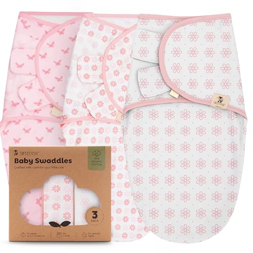 Image of Sweety Fox 3-Pack Organic Baby Swaddles - Swaddles for Newborns, Infant 0-3 Months, Baby Girls, Boys, Soft & Snug Newborn Nursery Swaddling Blankets (Dragonfly)
