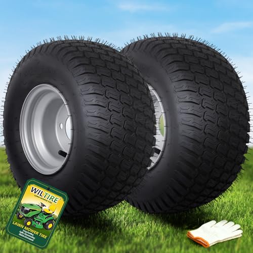 Wiltire 2 PCS 18x9.50-8 Tubeless Lawn Mower Tire and Wheel 18X9.5-8 Lawn Mower Tractor Tire Wheel Assembly for Zero Turn Lawn Mowers Rear Tires with 4 Lugs on 4 PCD 2.83 Center Bore 4 Ply