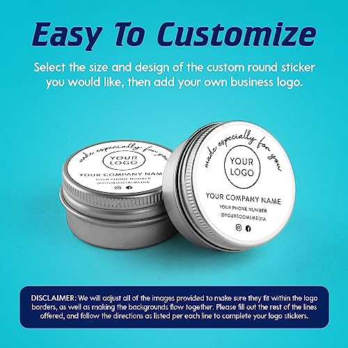 100 Round Custom Stickers, Custom Stickers for Business Logo and Labels, Personalized Stickers, Self-Adhesive Vinyl Stickers, (White, 2x2) - DayStar Custom Signs & Design