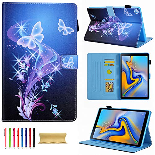 Galaxy Tab A 10.1 2019 Case (Sm-T510/T515) - Techcircle Premium Slim Pu Leather Stand Folding Folio Cover Case For Samsung Galaxy Tab A 10.1 Inch Tablet Sm-T510/T515 2019 Release, Purple Butterfly #TOP3