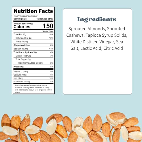 Image of Daily Crunch Sprouted Almonds, Sea Salt Vinegar, 1.2oz Snack Pack, 8 Ct