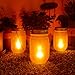Solar Mason Jar Flame Lantern Lights ,4 Pack LED Flickering Flame Effect Light,Solar Lanterns for Outdoor Patio Party Garden Wedding Christmas Decor Lights(Mason Jars/Handles Included)