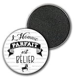 Badgmania Magnet Aimant Frigo 3.8cm l'homme Parfait est BELIER - Signe Astrologique - Humour Idée Cadeau