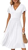 Women&apos;s Casual Summer Dress V Neck Short Sleeve Flowy Stretchy Comfort Fit for Daily Wear Work Midi Dresses