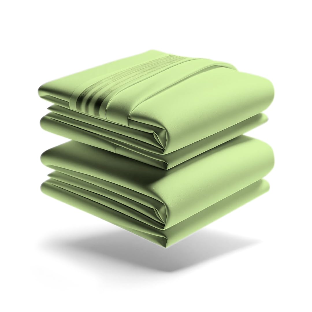 Mezzati Brushed Microfiber Bed Sheet Set - Ultra Soft and Lightweight for Ultimate Sleep Comfort, Wrinkle Free and Color Fade Resistant, 4 Piece Set (Tomatillo Green,King Size)