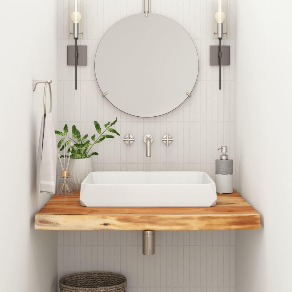 vidaXL Encimera de Baño Rectangular, Tablero de Tocador, Encimera de Lavabo, Tablero para Armario, Madera Maciza de Acacia 70x60x3,8 cm